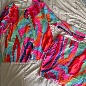 Colorful top and skirt set